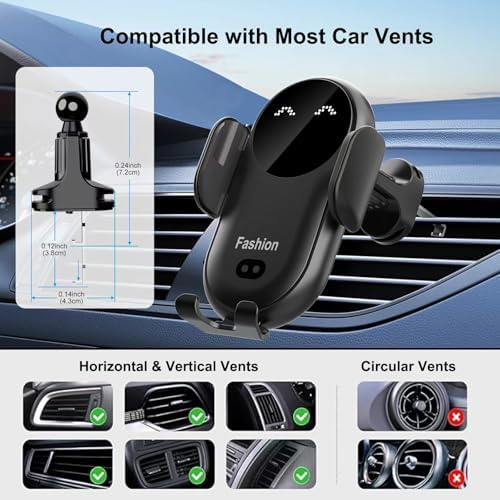 Enhanced Wireless Car Charger Mount with Automatic Clamping – MAX 15 W Qi Fast Charging for i Phone 16/15/14/13/12 Pro/Pro Max, Samsung S22/S21/S20/Note 20 – Effortless One-Handed Operation, Air Vent Installation, Stylish Blue Design for Seamless Driving Experience