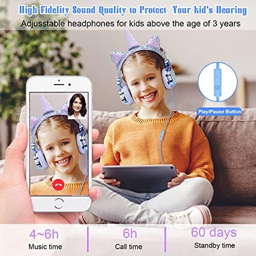 Magical Unicorn Over-Ear Headphones for Kids – Adjustable Wired Headset with Built-In Mic, Exceptional Sound Quality for School and Play – Ideal Gift for Girls and Teens’ Audio Adventures
