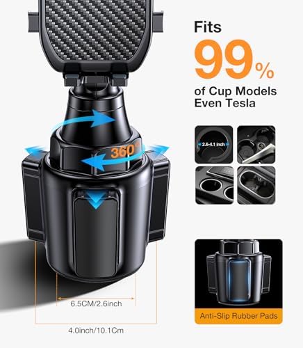 Cup Holder Cell Phone Holder for Car Mount, Car Cup Phone Holders for Your Car Phone Holder, Trucks, SUVs, Compatible with iPhone 16 15 14 13 Plus Pro Max Galaxy S24 All 4-7” Phone – Enhanced Compatibility and Speed