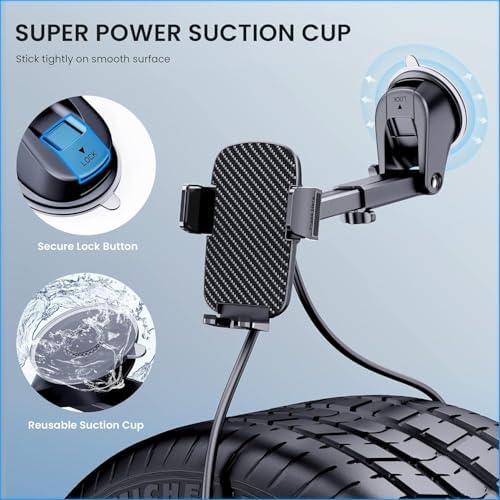 Military-Grade Suction Car Phone Holder – 3-in-1 Versatile Mount for Dashboard, Windshield & Air Vent – Universal Fit for i Phone & Android – Enhanced Stability with 360-Degree Rotation for Safe Navigation & Hands-Free Use