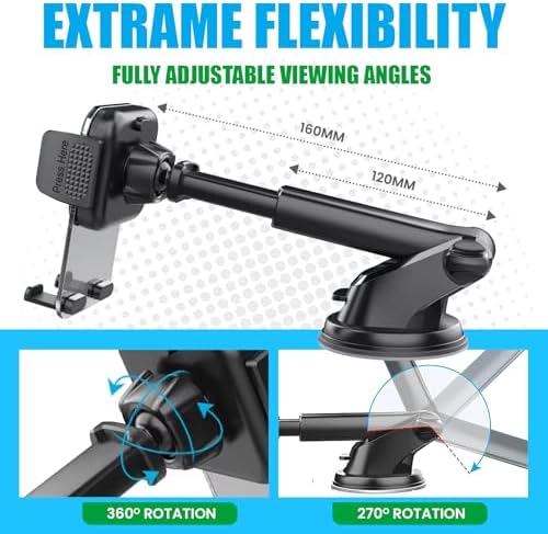 Universal Heavy-Duty Car Phone Holder for Dashboard, Windshield & Air Vent – 360-Degree Rotating Mount Compatible with All Smartphones for Safe Navigation and Hands-Free Use