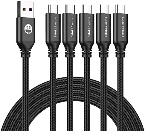 Premium 10 FT Braided USB Type-C Cable 5-Pack – High-Speed 3 A Fast Charging for Samsung Galaxy S10/S9/S8 Plus, Note 10/9/8, LG V50/V40/G8/G7 – Durable and Flexible Charge & Data Transfer Solution – Essential Accessory for Home, Office, and Travel