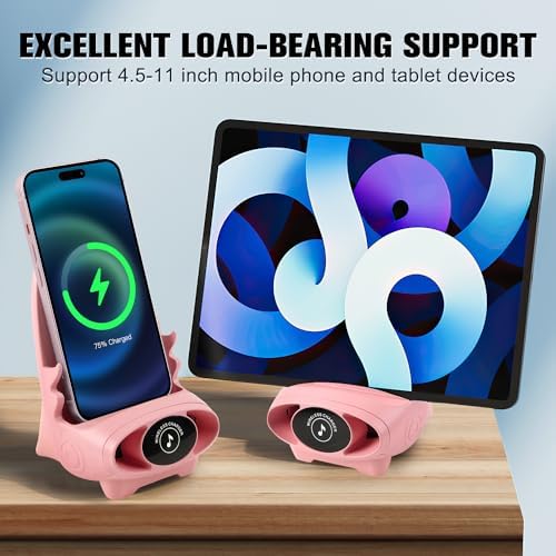 Compact 3-in-1 Wireless Fast Charger & Phone Stand with Built-in Speaker – Stylish Mini Chair Design in Pink for Efficient Charging and Enhanced Audio Experience – Perfect Portable Accessory for Home or Office Use