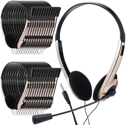 Yunsailing 30-Pack Classroom Headphones with Microphone – Lightweight, Adjustable On-Ear Earphones for Enhanced Student Engagement | Perfect for School, Remote Learning & Group Activities | Durable 3.5 mm Jack for Clear Audio Communication
