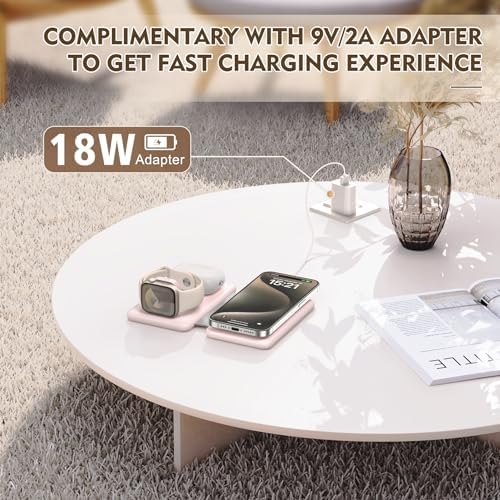 Revolutionize Your Charging Experience with the Ultimate 3-in-1 Wireless Charging Station for i Phone, Apple Watch, and Air Pods – Magnetic Foldable Design for Enhanced Portability and Fast Charging Compatibility with i Phone 16, 15, 14, 13, 12 Pro Max Plus – Effortlessly Streamline Your Tech Setup and Eliminate Cable Clutter – Durable and Stylish Solution for Home and Office Use