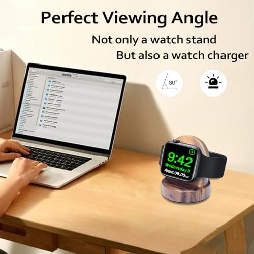 Sapele Wood Magnetic Charging Dock for Apple Watch – Elegant Fast-Charging Stand for Series 1-10, SE, and Ultra Models – Stylish and Portable Smartwatch Accessory for Home & Travel – Unique Durability and Chic Aesthetic Combined