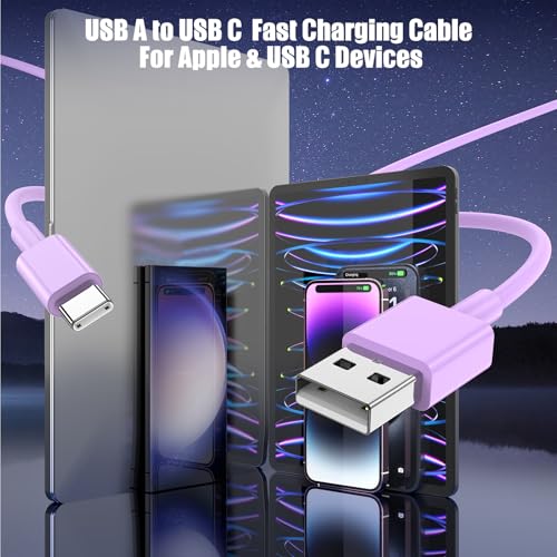 6 FT USB A to USB C Carplay Charging Cable – 3-Pack for i Phone 15/16, i Pad Pro/Air/Mini, Samsung Galaxy S25/S24/S23, and Mac Book – Fast Charging & High-Speed Data Transfer for Enhanced Compatibility on the Go