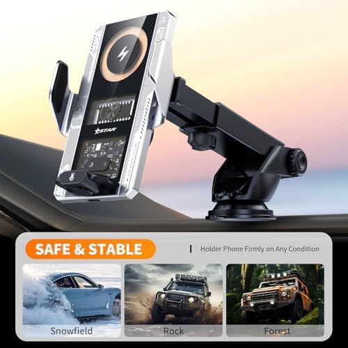Wireless Car Charger with Phone Holder Mount 15W Fast Car Charger Auto Clamping Phone Holders for You Car Windshield Dashboard Air Vent Accessories for iPhone 13 Pro Max15141211Samsung Galaxy Googl – Enhanced Compatibility and Speed