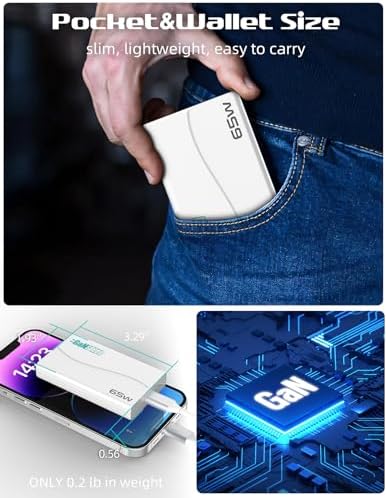Revolutionary 65 W Ga N PD USB-C Folding Charger Adapter – Dual Ports for Lightning-Fast Charging of i Phone 15/16 Pro Max, Galaxy S24/Z Fold, i Pad Air/Pro, and Mac Book – Ultra-Slim Design for Ultimate Portability and Enhanced Device Compatibility