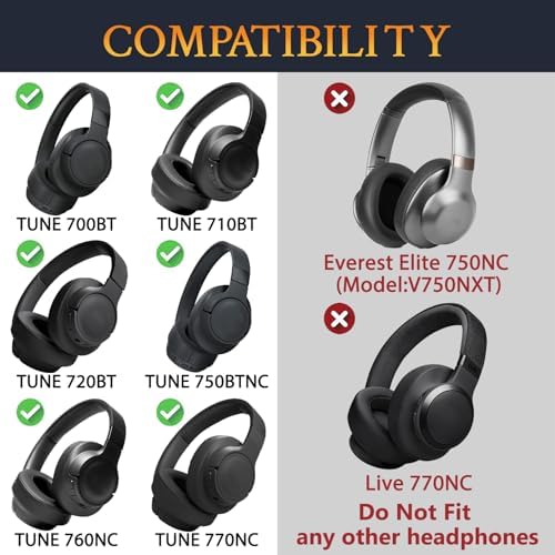 SOULWIT Cooling Gel Earpads for JBL Tune 700 Series – Premium High-Density Foam Replacement Cushions – Ultimate Comfort, Sound Isolation & Breathability – Stylish Black Gold Finish – Perfectly Fits JBL 710 BT, 720 BT, 750 BTNC, 760 NC, 770 NC – Transform Your Listening Experience with Durable, Easy-to-Install Accessories