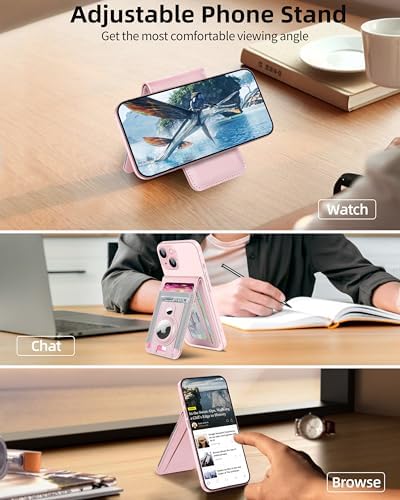 for Magsafe Wallet Stand with Airtag Holder, Strongest Magnetic Wallet for iPhone 16/15/14/13/12 Series, ID Window, 4 Card Slots, 10 Cards Holder, Vegan Leather, RFID Blocking, Black – Enhanced Compatibility and Speed