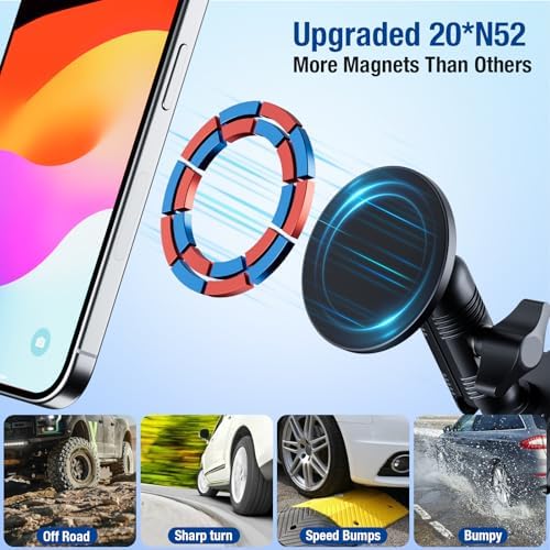 CNC Vent Phone Holder, Magnetic Air Vent Phone Holder Cradles Mount Compatible with F150 2015-2020 & Super Duty F250 F350 F450 2017-2021, Full Metal Bracket for Most CellPhones – Enhanced Compatibility and Speed