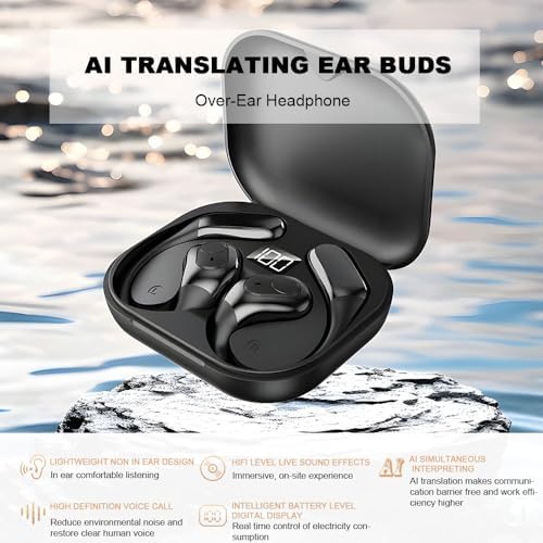 Next-Gen AI Language Translator Earbuds – Instant Multilingual Communication with 144 Language Support for Travel, Business, and Learning – Bluetooth-Enabled for i Phone & Android, Ergonomically Designed with Noise-Canceling Features for Unmatched Comfort and Clarity
