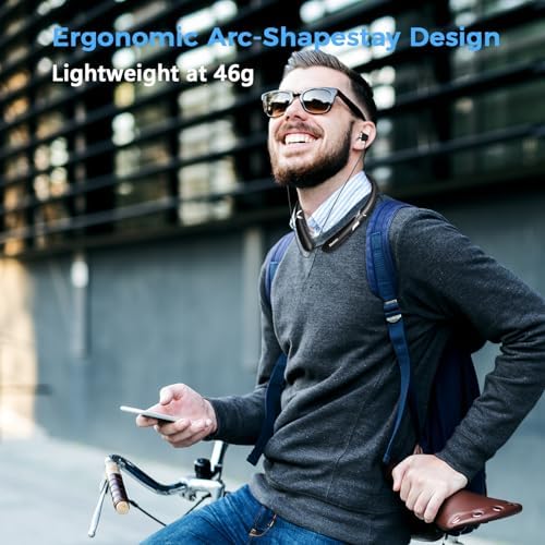 Ultra-Lightweight Bluetooth Neckband Headphones with CVC 8.0 Noise Cancelling – 18-Hour Battery Life & IPX5 Waterproof Design for Active Lifestyles – Seamless Connectivity with Advanced Bluetooth 5.4 Technology for Unmatched Audio Experience and Comfort