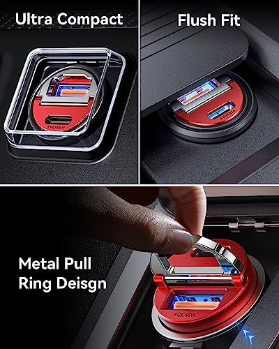 MRGLAS 90 W USB C Car Charger – Rapid PD45 W & QC3.0 Dual Port Adapter for i Phone 16 Pro Max & Samsung S25 – Stylish Purple Fast Charging Solution for On-the-Go Power Needs – Compact & Reliable Cigarette Lighter Charger for Busy Lifestyles