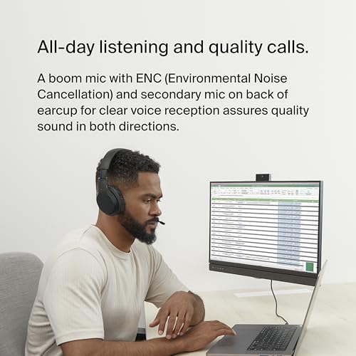 Belkin Sound Form Adapt Wireless Over-Ear Headset – Ultimate Gaming and Travel Companion with Advanced Noise-Cancelling Boom Mic | 45-Hour Battery for Nonstop Enjoyment | Effortless Bluetooth Connectivity for i Phone, i Pad, Galaxy and More – Sleek Black Design for Supreme Comfort and Style