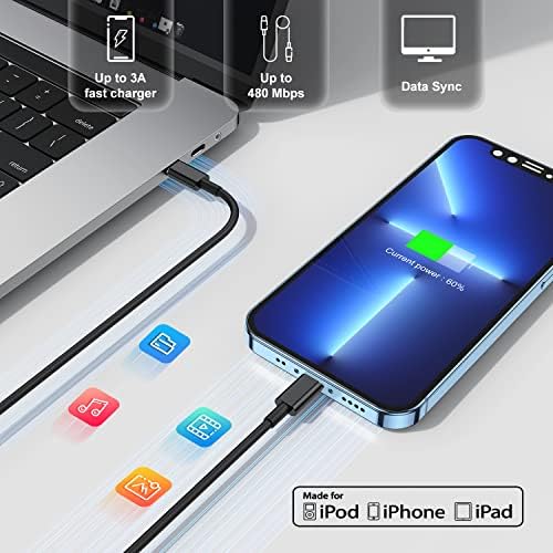 Ultra-Fast 3 FT USB-C to Lightning Charger Cable for i Phone 14, 13, 12, Pro Max & More – Certified High-Speed Charging, Enhanced Durability, and Universal Compatibility for Efficient Power Delivery – Perfect for Home, Office, and Travel Use