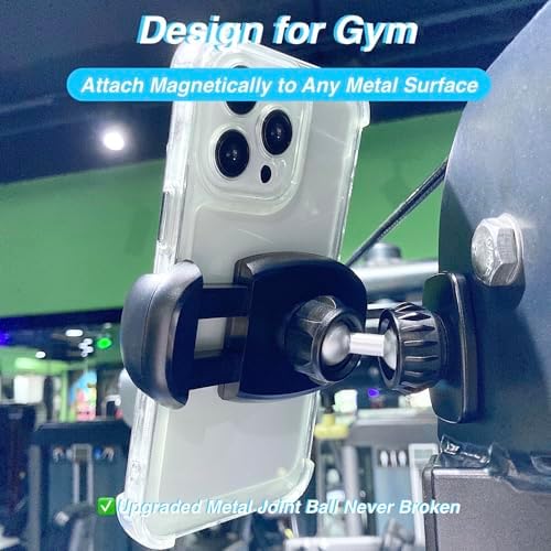 Experience Ultimate Convenience with the Heavy-Duty Gym Magnetic Phone Holder – Perfect for Big Phones & Thick Cases, Securely Attaches to Metal Surfaces for Hands-Free Workout Recording and Easy App Access, Compatible with All Smartphones, Lightweight and Tool-Free Installation for Fitness Enthusiasts