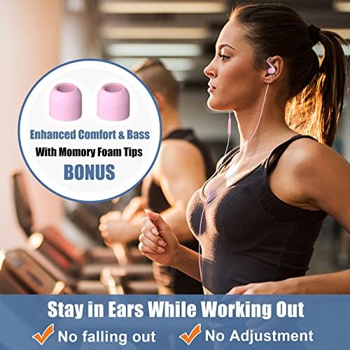 Lightweight Purple Sport Earbuds for Small Ears: Noise-Isolating, Comfortable Fit with Earhooks for Kids and Women, Perfect for Running and Workouts, Hands-Free Mic and Volume Control for Seamless Connectivity