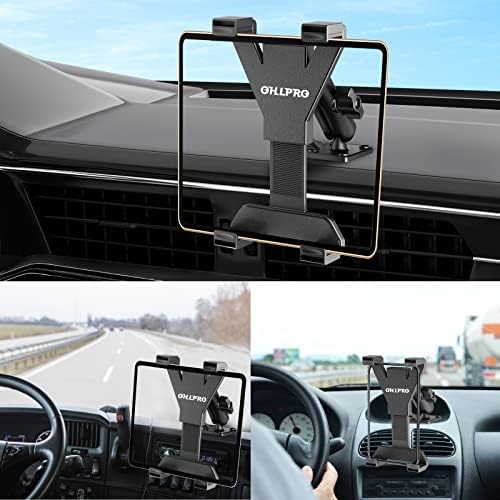 Heavy-Duty OHLPRO Tablet Holder for Trucks – Versatile Drill Base Mount for i Pad & Samsung Galaxy (7″ – 11″) – Perfect for Dashboards, Desks & Commercial Vehicles – Enhanced Stability, Adjustable Viewing Angles & Easy Installation for Ultimate Road Convenience