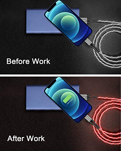 Vibrant LED Lightning Charging Cable for i Phone – MFi Certified 6 FT Fast Charge USB Cord with Dynamic RGB Light-Up Feature for Enhanced Compatibility and Performance with i Phone 14, 13, 12, 11 Pro Max, XR, X, SE, 8 Plus, i Pad, and i Pod – Durable and Stylish Tech Accessory for Home and On-the-Go Charging