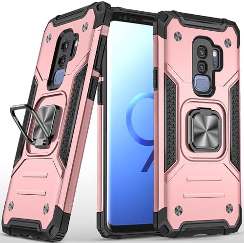 Rugged Military-Grade Shockproof Case for Samsung Galaxy S9 Plus – Red Armor with Built-in Kickstand and Magnetic Car Mount for Ultimate Protection and Style – Perfect for Active Lifestyles