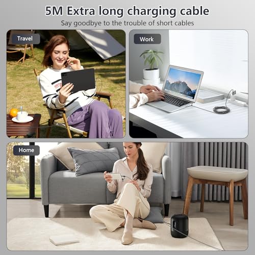 16 FT 4-in-1 USB C Charging Cable – Fast 60 W Lightning, Type C & USB A Compatibility for i Phone 15/14/13/12, Mac Book, i Pad & Samsung – Ultimate Versatile Charging & Data Transfer Solution for On-the-Go Power Users