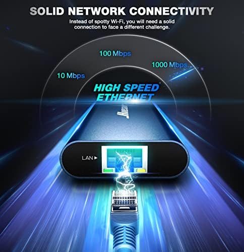 Revolutionize Your Connectivity with the Hiearcool 8-in-1 USB C Hub Ethernet – High-Speed 4 K@60 Hz HDMI, Dual USB 3.0 Ports & Gigabit Ethernet for Mac Book Pro/Air, i Pad, Dell, and Lenovo – Streamline Your Workspace with Effortless Multitasking and Enhanced Compatibility – Ultimate Portable Adapter for Professionals on the Go