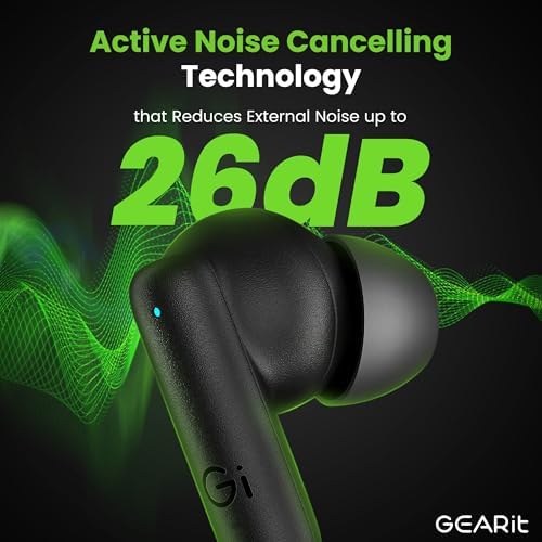 Transform Your Audio Experience with GEARit True Wireless Bluetooth Earbuds – Featuring Cutting-Edge Active Noise Cancellation, Superior HD Sound Quality, User-Friendly Touch Controls, Real-Time LCD Battery Display, Lightning-Fast Bluetooth 5.4 Connectivity, and Up to 20 Hours of Playtime – Perfect for Audiophiles and On-the-Go Professionals Seeking Ultimate Sound Freedom