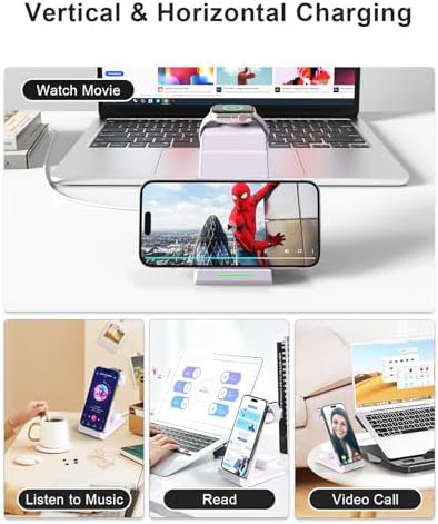 Revolutionize Your Charging Experience with the ADADPU 3-in-1 Wireless Charging Station for i Phone, Apple Watch, and Air Pods – Seamlessly Power Up Your i Phone 16 Pro Max, 15, 14, 13, 12, 11 Pro Max, XR, 8 Plus, and Watch Series 2-8 with Included 5 ft Cable and Adapter – Stylish, Space-Saving Design for Effortless Organization and Rapid Charging Efficiency