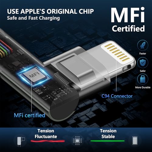 Elevate Your Charging Experience: 10 ft MFi Certified i Phone Charger Cable 3-Pack with 90-Degree Connector – Fast Charging & Durable Nylon Braided Design for i Phone 14/13/12/11/Pro/Max/Mini/X/Plus/8/7/6/Plus – Perfect for Home, Office, and Travel Use – Enhanced Compatibility and Comfort