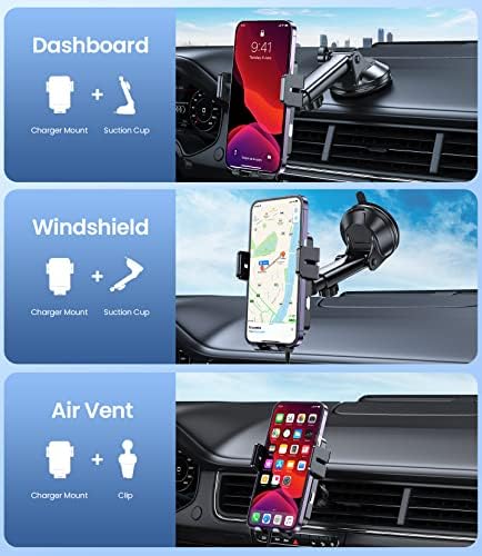 MOKPR 15 W Fast Wireless Car Charger Mount – Auto-Clamping Universal Phone Holder for i Phone 16/15/14/13/12 & Samsung S23/S22/S21 – 360° Adjustable Design for Dash, Windshield, Air Vent – Hassle-Free, High-Speed Charging Solution for On-the-Go Living