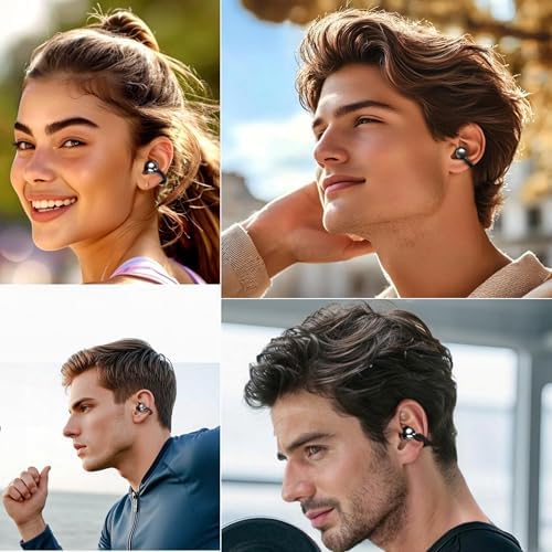 M97 Featherlight Open Ear Bluetooth 5.3 Clip-On Earbuds – Superior Waterproof Headphones with 50-Hour Battery, Immersive Deep Bass, and Quick Charge – Perfect for Running, Gym, and Active Lifestyles in Trendy Purple