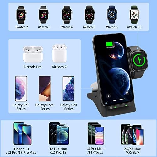 Revolutionary 4-in-1 Wireless Charging Station with Integrated Night Light – Fast Multi-Device Dock for i Phone 14/13/12/11, Apple Watch, Air Pods & Samsung Devices – Stylish Design for a Clutter-Free Charging Experience and Enhanced Compatibility