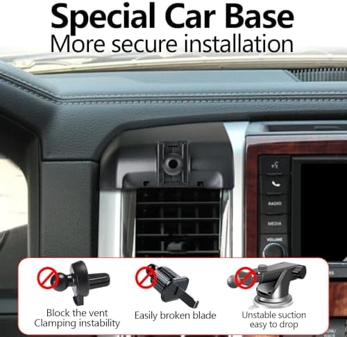 Secure Fit Car Phone Holder Mount for 2013-2018 Ram 1500, 2500, 3500 | 360° Adjustable Smartphone Cradle | Hands-Free Navigation and Calling | Durable Interior Accessory Enhancing Driver Safety and Convenience