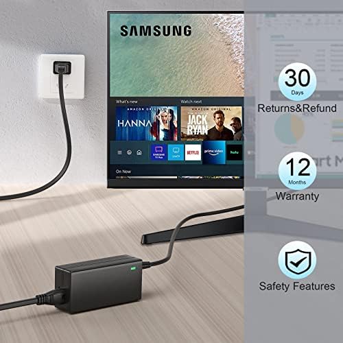 Soul Bay 19 V AC/DC Power Adapter for Samsung Monitors & TVs – 8.6 FT Long Charger Cable for Optimal Performance and Reliability – Compatible with UN32, UN27, UN22 Series & HW-M360 Soundbar – Safe, Efficient Power Supply for Plasma & LED Displays