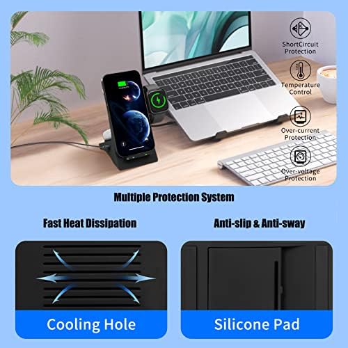 Revolutionary 4-in-1 Wireless Charging Station with Integrated Night Light – Fast Multi-Device Dock for i Phone 14/13/12/11, Apple Watch, Air Pods & Samsung Devices – Stylish Design for a Clutter-Free Charging Experience and Enhanced Compatibility