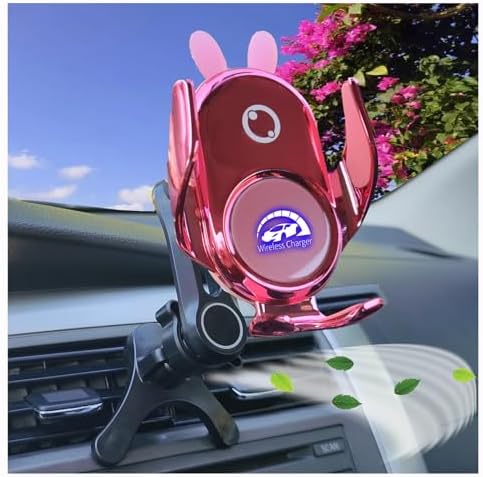 Innovative Auto-Clamping Wireless Charging Car Phone Holder with Rotatable Vent Clip – Stylish Cute Demon Design for i Phone, Samsung Galaxy & Android Devices – Ultimate Compatibility and Fast Charging Solution for Modern Drivers