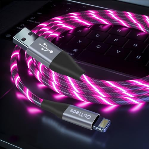 Vibrant LED i Phone Charger Cable | MFi Certified Lightning Cable for Fast, Reliable Charging | 6 ft Multicolored Glow Cable Compatible with i Phone 12, 11 Pro Max, XR, X, SE, 8 Plus, i Pad, i Pod | Stylish Power Solution for On-the-Go Charging