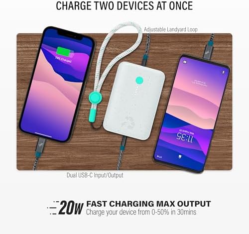 Ultimate Champ 10,000 m Ah Portable Charger – Dual USB-C Power Bank with 20 W Fast Charging for i Phone, Laptops, Tablets & More – Travel Essential with Included Cable for Enhanced Device Compatibility and Performance