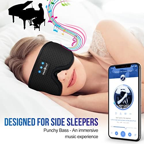 Transform Your Sleep Experience with the MUSICOZY Bluetooth Sleep Mask – Premium Wireless Eye Cover Featuring Built-In Earbuds for Ultimate Comfort, Perfect for Side Sleepers, Office Relaxation, and Travel – Advanced Bluetooth 5.4 Connectivity for Effortless Pairing and High-Quality Sound, Ideal Tech Gift for Anyone Seeking Restful Slumber.