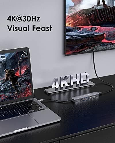 Elevate Your Connectivity with the LENTION USB C Hub: 100 W Fast Charging, 4 K HDMI Output, Dual Card Reader, and Versatile USB 3.0/2.0 Compatibility for Mac Book Pro, Mac Air, Surface, Chromebook, and More – Sleek Space Gray Design for Professionals and Creatives Seeking Enhanced Performance and Productivity