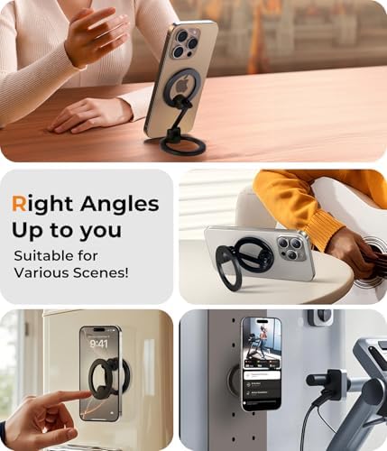 Chic Glitter Magnetic Phone Ring Holder for Mag Safe – Stylish Finger Grip Stand for i Phone, Kindle & Smartphones, Enhanced Stability with Versatile Compatibility for Pop Sockets – Elevate Your Daily Mobile Experience with Glamour and Functionality