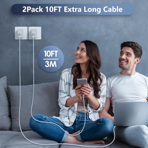Essri 45 W PD 3.0 Ultra-Fast Charger Duo with 10 FT USB-C Cable – Premium Charging Solution for i Phone 16/15 Pro Max and Mac Book – High-Efficiency Power Delivery, Multi-Voltage Compatibility (20 V/2.25 A, 15 V/3 A, 12 V/2 A) – Perfect for On-the-Go Charging and Enhanced Device Performance