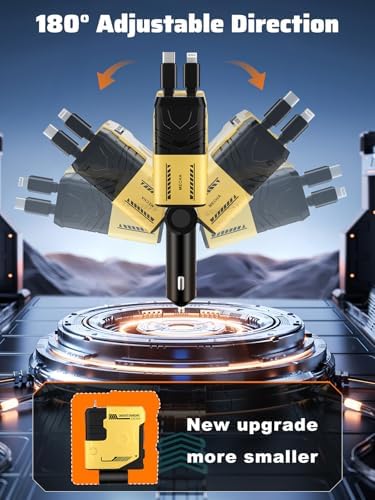 Celestial Power: 4-in-1 Starlight Retractable Car Charger with Fast Dual USB Ports – Compatible with i Phone 15/14/13 – Innovative Tangle-Free Charging Solution for Enhanced Portability and Style