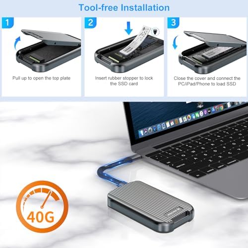 Ultra-Fast M.2 NVME & SATA SSD Enclosure – 10 Gbps USB 3.2 Gen2 USB-C Connector for High-Speed Data Transfer, Compatible with M Key & B+M Key SSDs (2280/2230/2242/2260) – Portable, Plug-and-Play Design for Effortless File Management and Enhanced Performance