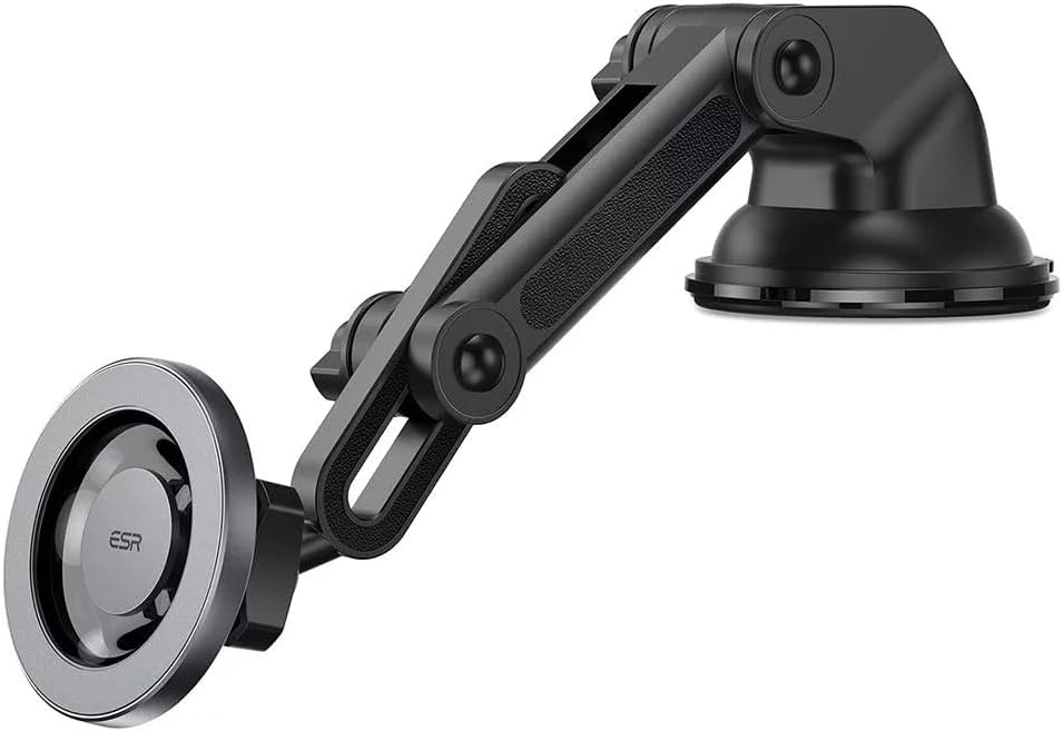 ESR Magnetic Dashboard Phone Holder for Car – Ultimate Mag Safe Mount for i Phone 12-16 & Samsung Devices – Secure Windshield Vacuum Grip with 2 Metal Rings – Sleek, Hands-Free Access for GPS & Calls – Essential Car Accessory for Safe Driving