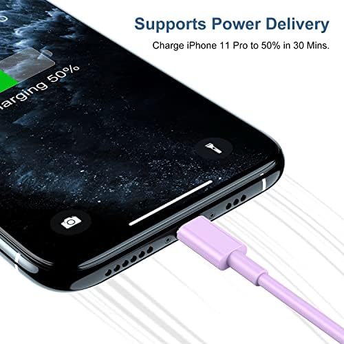 Premium 2 Pack USB C to Lightning Cable – 6 ft Apple MFi Certified Fast Charging Cord for i Phone 13/12/11 Pro/Max, Durable Power Delivery Charging Solution in Sleek Black – Unmatched Speed and Compatibility for On-the-Go Users