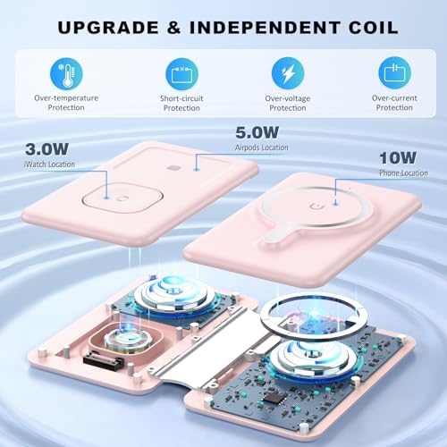 Elevate Your Charging Game with the Ultimate 3-in-1 Wireless Charger – Fast Magnetic Charging Station for i Phone 16, Compatible with i Phone 15, 14, 13, 12 Pro Max, Air Pods 4/3/Pro & Apple Watch – Perfect for Travel & Daily Use, Streamlined Design for Effortless Organization and Enhanced Efficiency