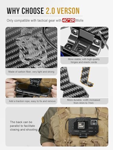 One Tigris Tactical MOLLE Phone Holder 2.0 – High-Performance Chest Mount for 4.7″-6.8″ Smartphones, Effortless Quick-Access Design for Tactical Vests and Plate Carrier Integration, Rugged Weather-Resistant Build for Outdoor Professionals and Adventure Seekers